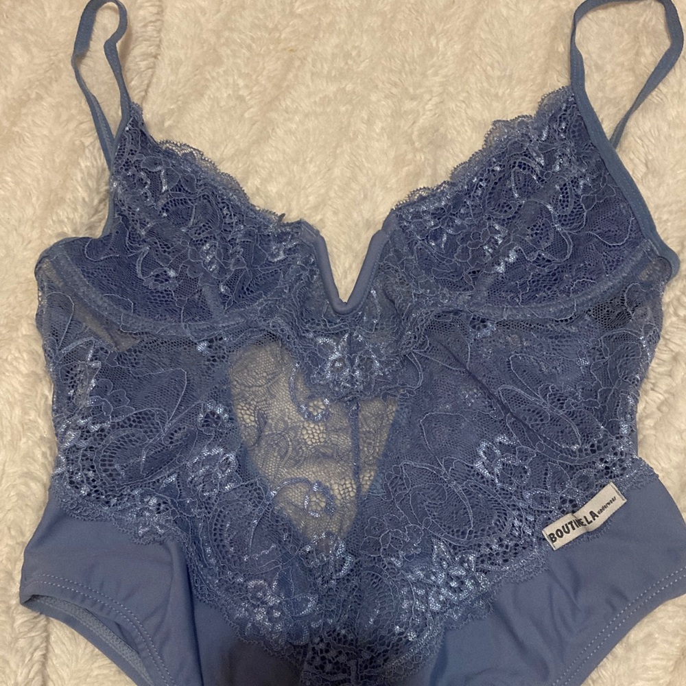 Boutine LA Dusty Blue Lace Bodysuit
